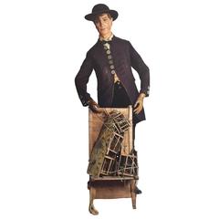 Original Life size Model of a 19th Century Clock Peddler Figure, circa 1880